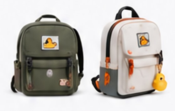 Olive and cream mini backpacks